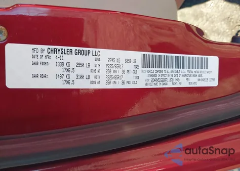 2011 Dodge Grand Caravan Crew из США, поврежденный, VIN 2D4RN5DG6BR711078